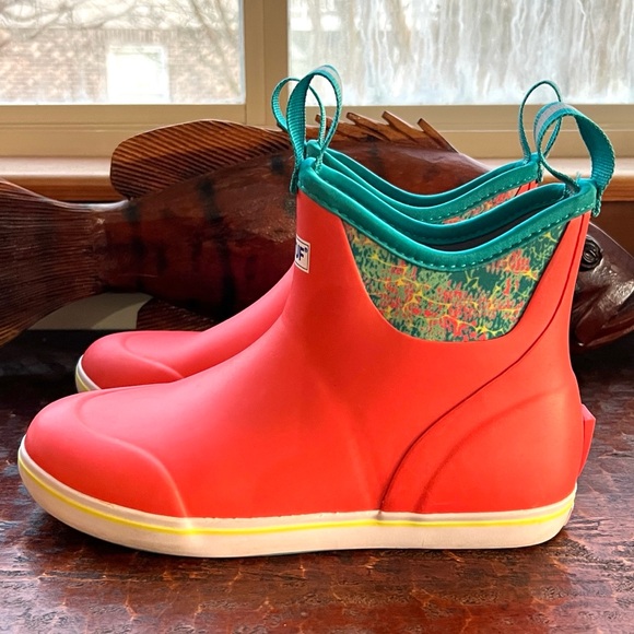 Xtratuf Explorer Rain Deck Boots Teal Coral Buoy 6" Ankle Boot Waterproof Size 8 - Picture 5 of 11